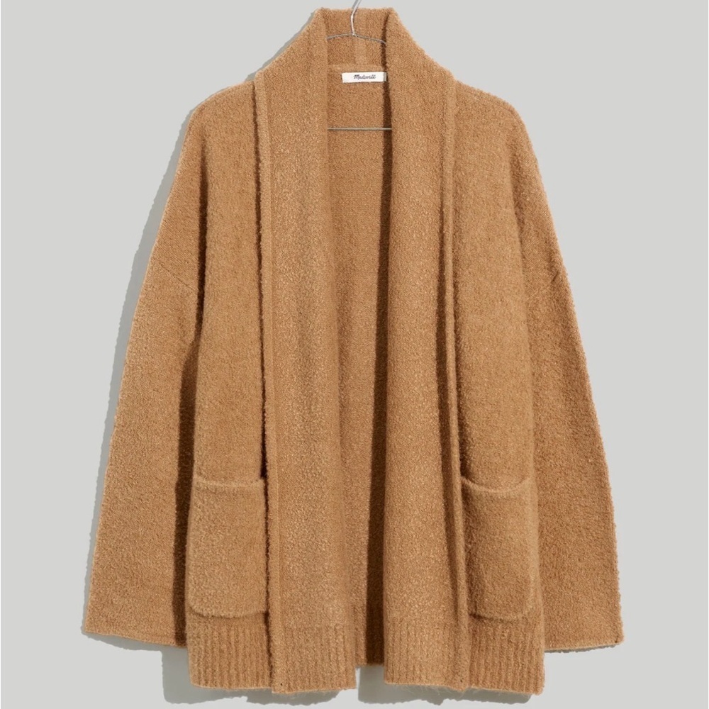 Madewell Gallatin Shawl-Collar Cardigan Sweater in Heather Praline Tan Size Med - Picture 2 of 8